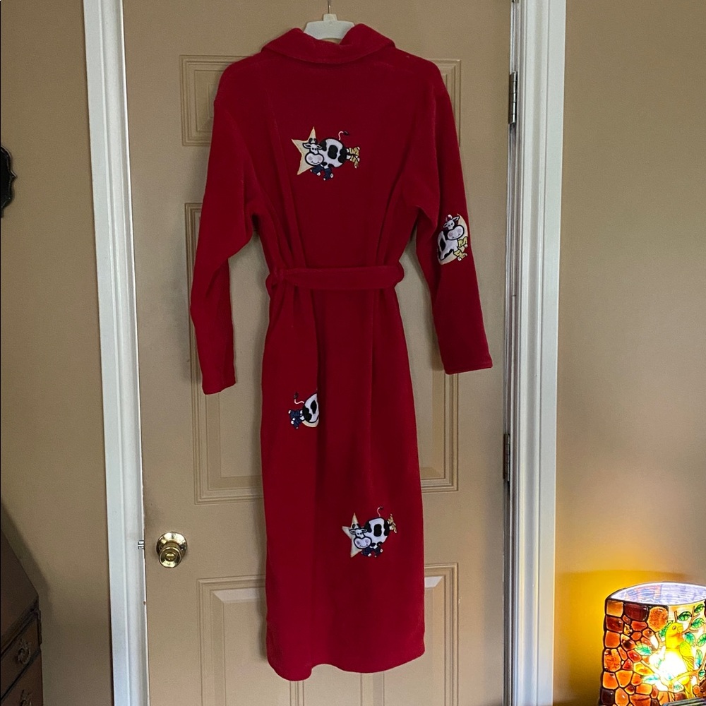Red Robe with Cartoon Cow Patches - Picture 2 of 2
